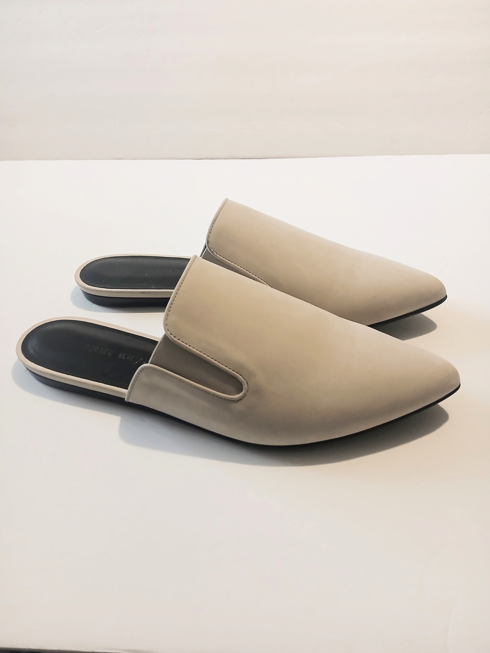 Jenni Kayne Cream Oiled Suede Leather Mules Women Size US 8 EU 38